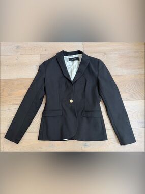 Zara Black Women's Single-Button Blazer with Gold Button